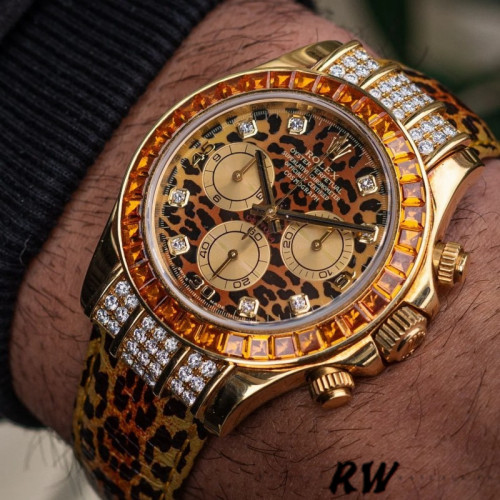 Rolex Daytona 116598 Leopard Orange Diamond Dial 40MM Mens Replica Watch