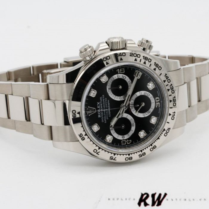 Rolex Cosmograph Daytona 116509 Black Dial White Gold 40MM Mens Replica Watch