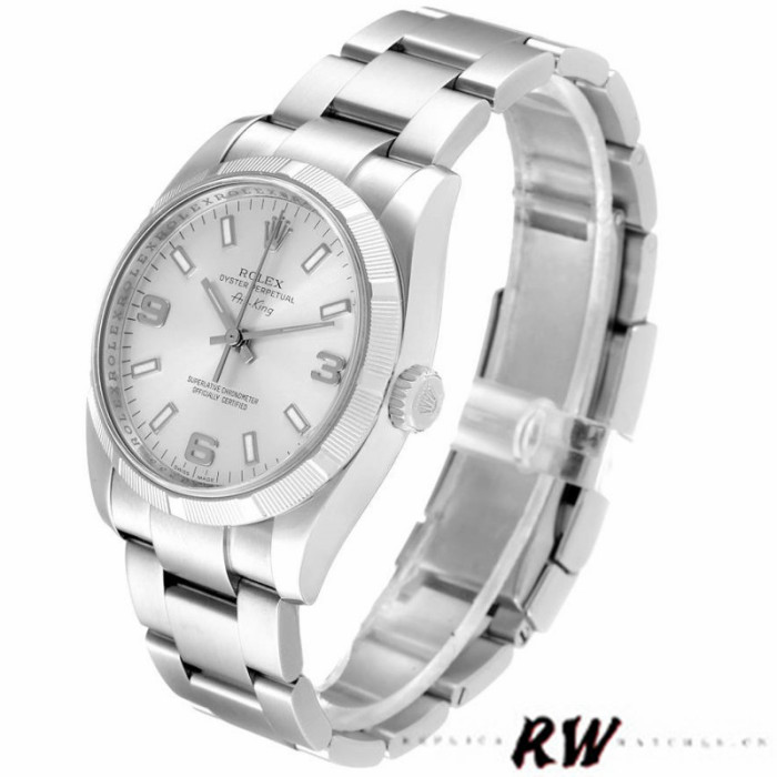 Rolex Oyster Perpetual Air King 114210 Silver Dial 34mm Unisex replica watch
