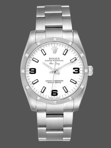 Rolex Oyster Perpetual Air King 114210 White Dial 34mm Unisex replica watch