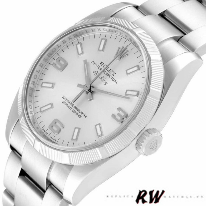 Rolex Oyster Perpetual Air King 114210 Silver Dial 34mm Unisex replica watch