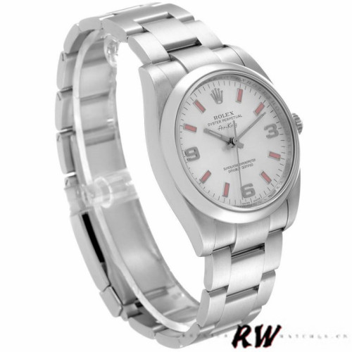 Rolex Oyster Perpetual Air-King 114200 Silver Dial Pink Baton 34mm Unisex replica watch