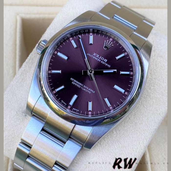 Rolex Oyster Perpetual Air-King 114200 Grape Red Index Dial 34mm Unisex Replica watch