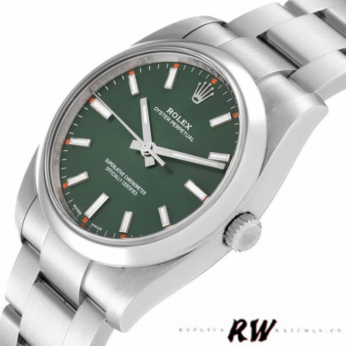 Rolex Oyster Perpetual Air-King 114200 Olive Green Index Dial 34mm Unisex Replica watch