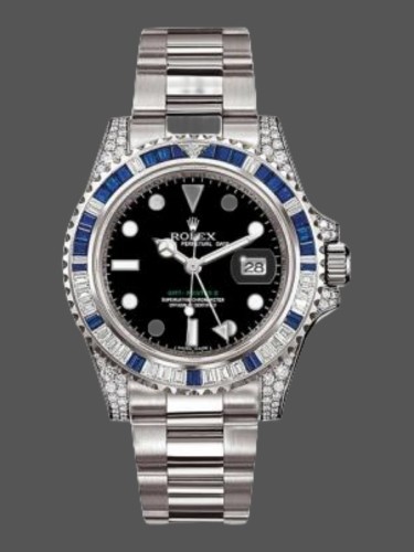 Rolex GMT Master II 116759SA Black Dial White Gold 40mm Mens Replica Watch