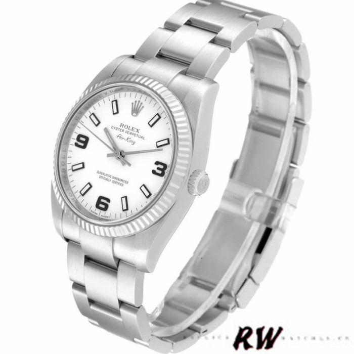 Rolex Oyster Perpetual Air-King 114234 White Arabic Dial 34mm Unisex Replica Watch