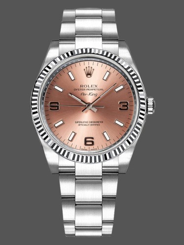 Rolex Oyster Perpetual Air-King 114234 Pink Dial 34mm Unisex Replica Watch