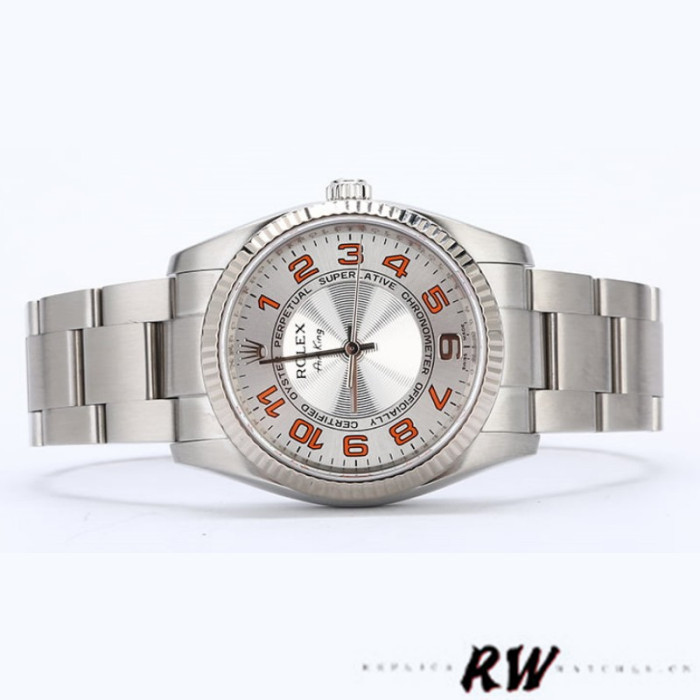 Rolex Oyster Perpetual Air-King 114234 Silver Orange Arabic Dial 34mm Unisex Replica Watch