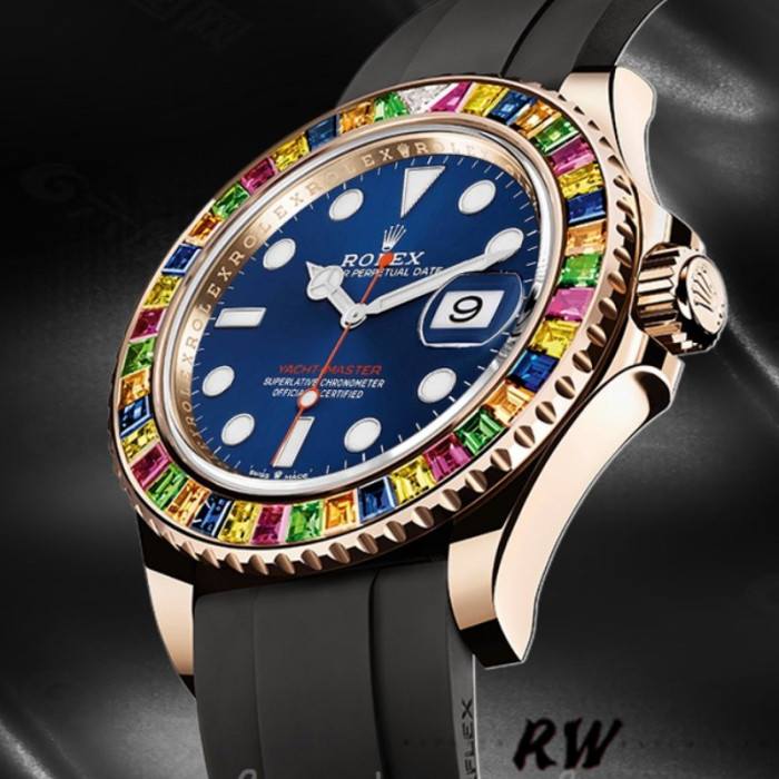 Rolex Yacht-Master 116695 Black Rubber Strap Blue Dial 40MM Mens Replica Watch