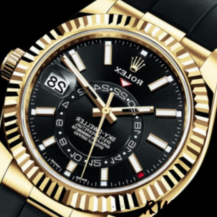 Rolex Sky Dweller 326238 Yellow Gold Black Dial 42mm Mens Replica Watch
