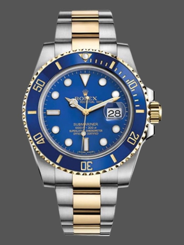 Replica Rolex Submariner Date 116613LB Two Tone Blue Dial 40mm Mens Watch