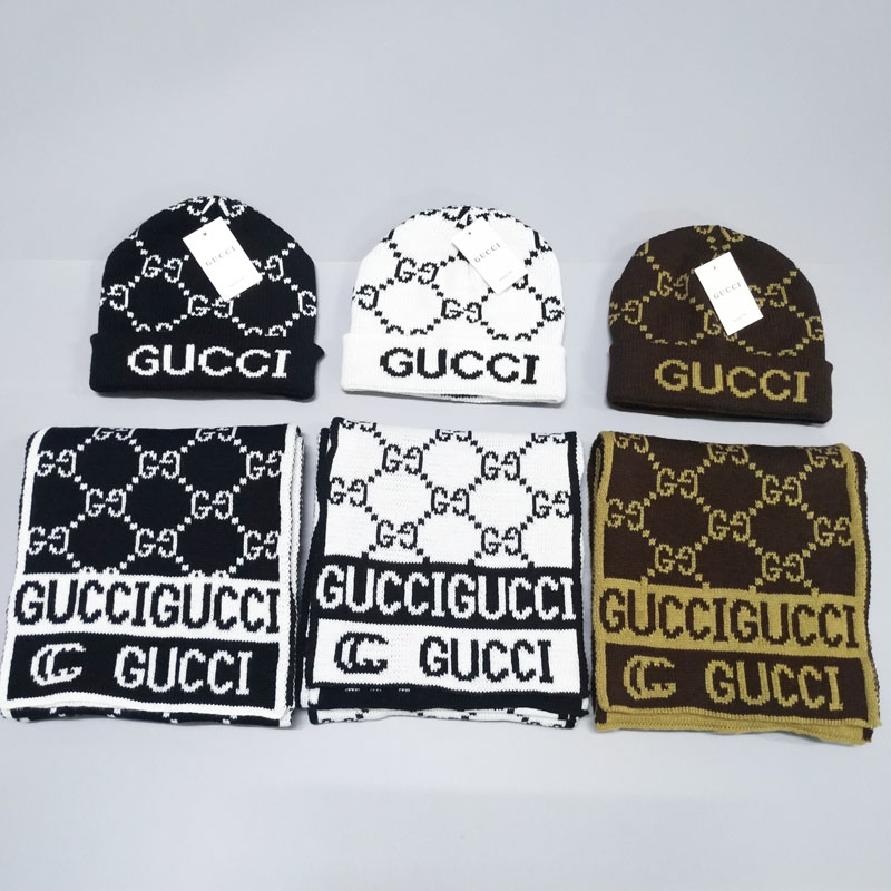 Gucci Inspired Hat Scarf Set White Black | centenariocat.upeu.edu.pe