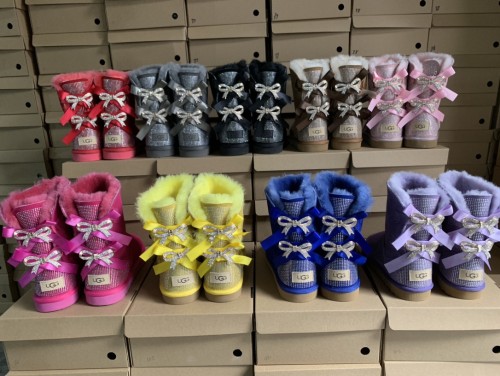 kids Wholesale Diamond Bowknot Boots with Box #UG