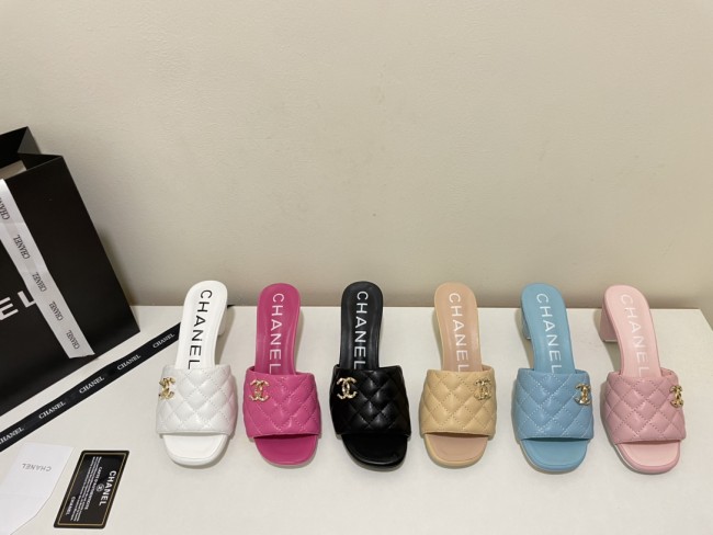 Wholesale Small Chunky Heel Slippers with Box #CHN