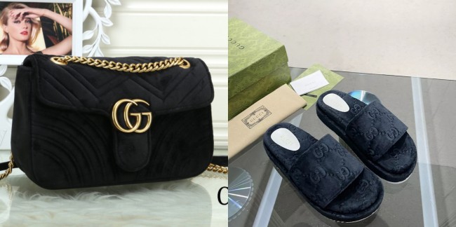 Wholesale Velvet Bag and Slides Set  #GUI