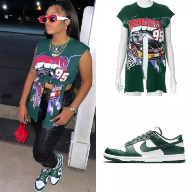 Green T shirt with Wholesale Shoes Set #NIK