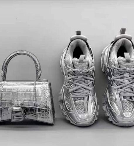 Silver Wholesale Shoes and Purse Set #BAL