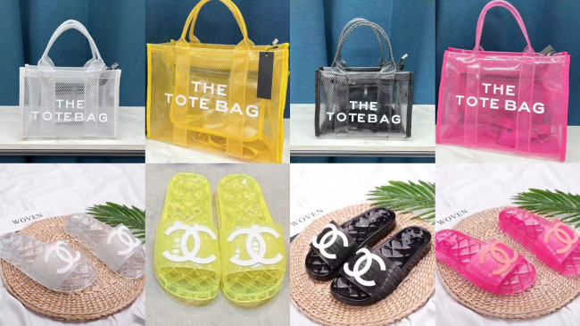 Wholesale Slides with Tote Beach Bag Set #CHN