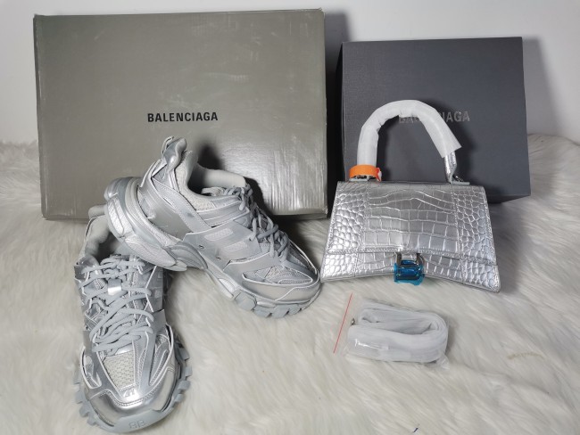 Silver Wholesale Shoes and Purse Set #BAL