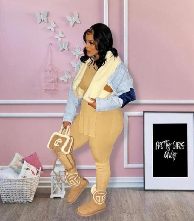 Furry Jean Jacket with Bag and Boots Set #NO