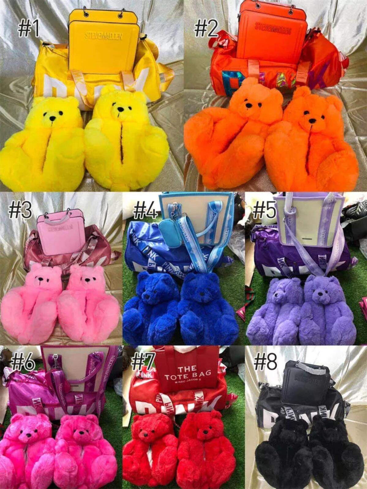 US 85.00 Handbag with Bear Slippers with Pink Bag Set Free Shipping
