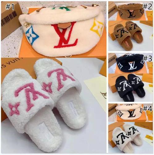 Wholesale Furry Slipper with Bag Set #LOV