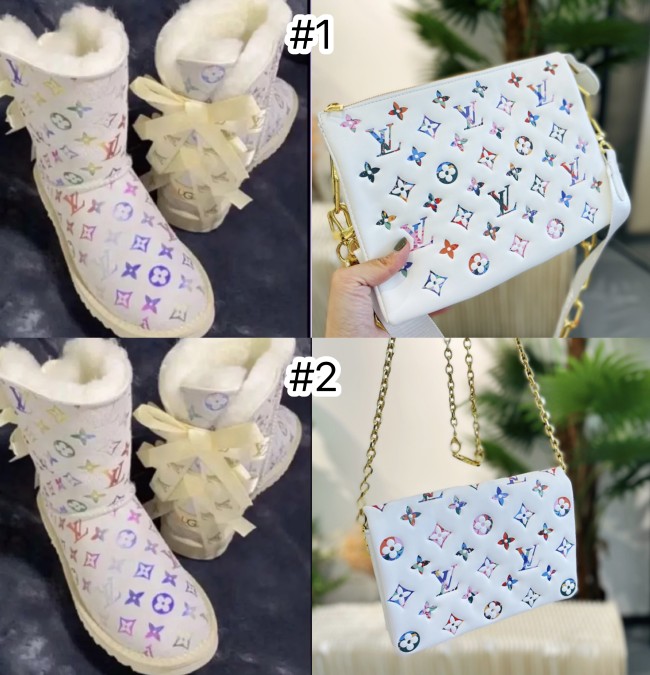 1 Set Fashion Snow Boots & Shoulder Bag  #LOV