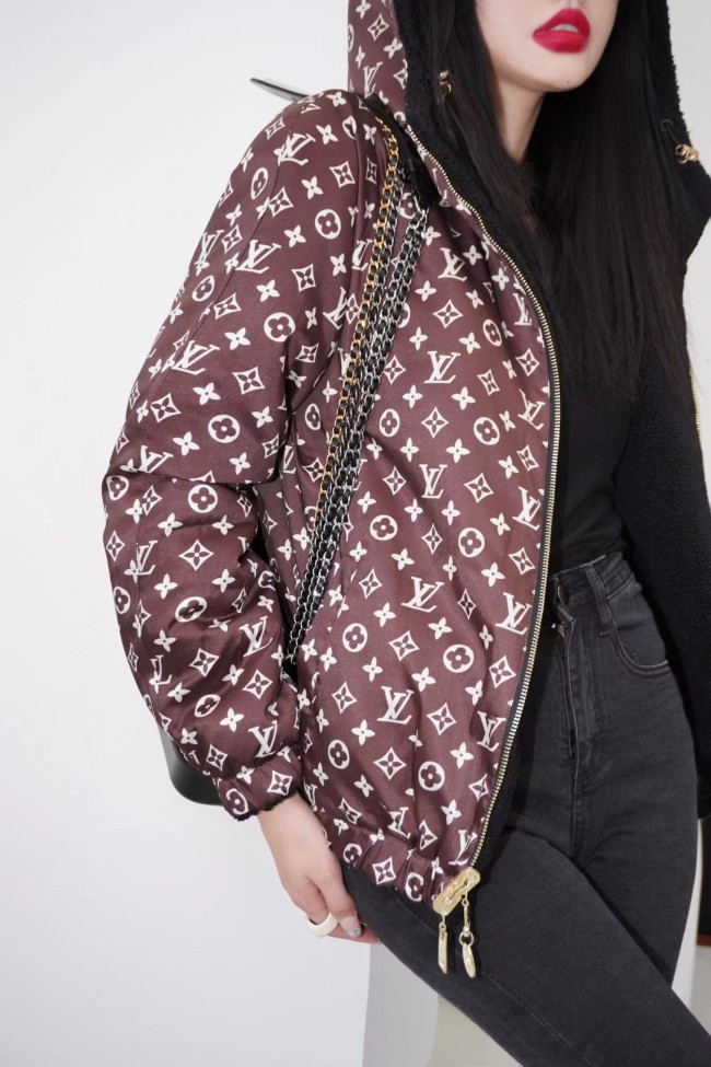 Fashion Reversible Furry Hooded Jacket with Tag #LOV