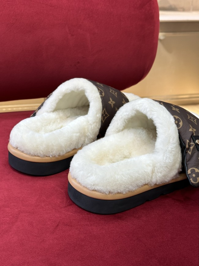 1 Pair TOP Quality Real Wool Slippers with Box Free Shipping #LOV