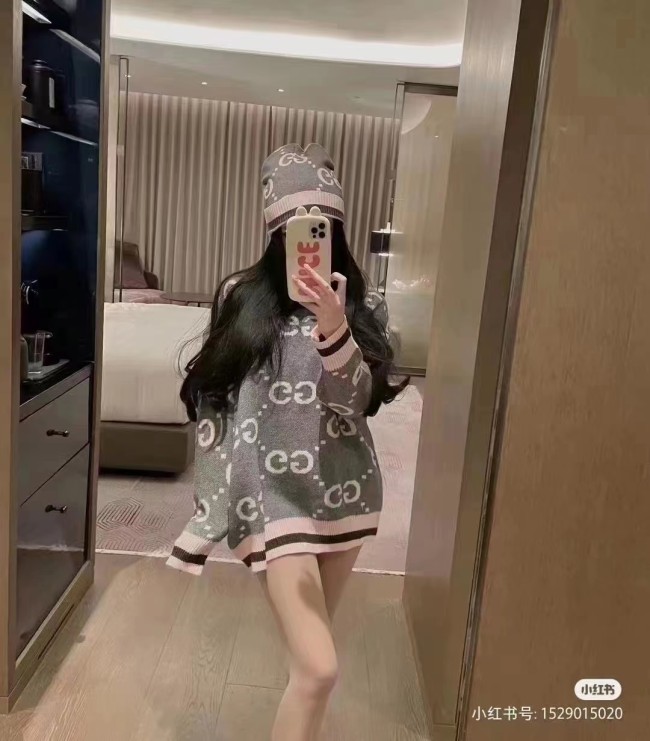 Women Fashion Sweater with Beanies Hat with Tags  #GUI