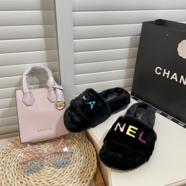 1 Set Fashion Plush Slipper & Tote Bag Set #CHN