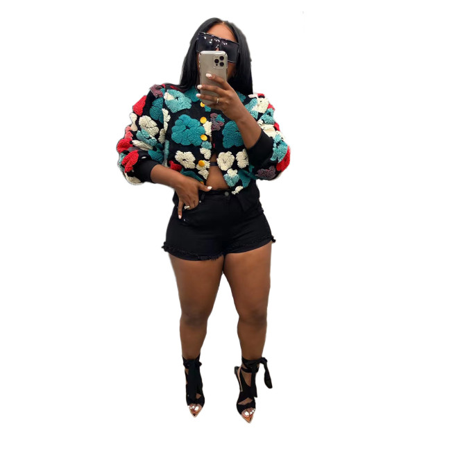 Women Fashion Floral Jacket Coat