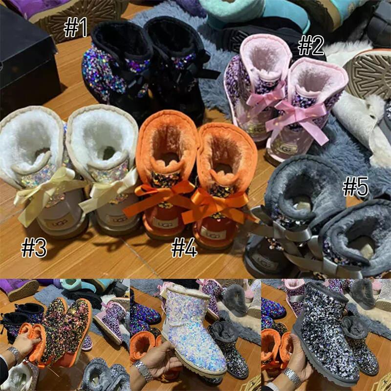 1 Pair Sequin Snow Boots with Box for Women Size:4-12 #UG