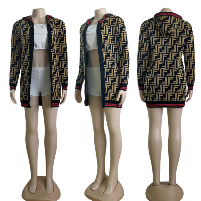 Women Sweater Hooded Coat #FEI 