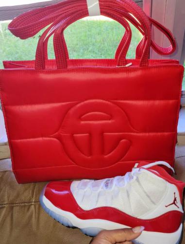 Red Tote Bag with Shoes Set #TEL