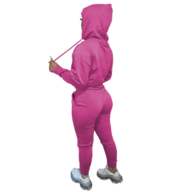 Women Plain Fleece Hoodie Set #NOO