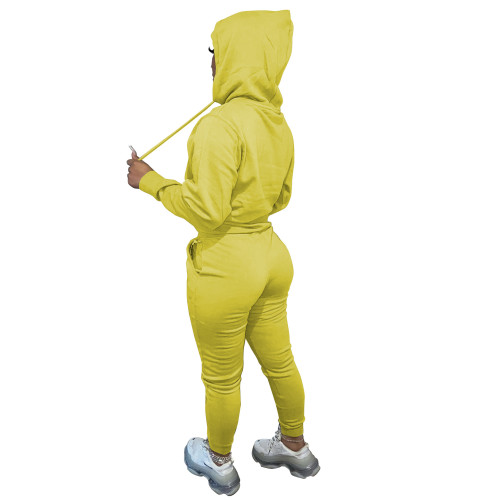 Women Plain Fleece Hoodie Set #NOO