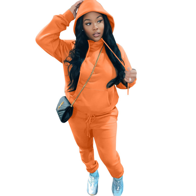 Women Plain Fleece Hoodie Set #NOO
