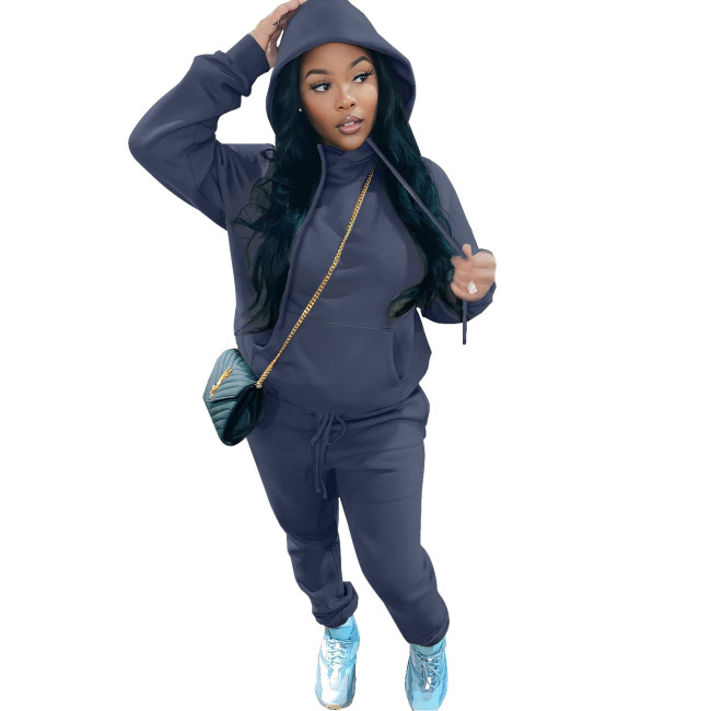 Women Plain Fleece Hoodie Set #NOO