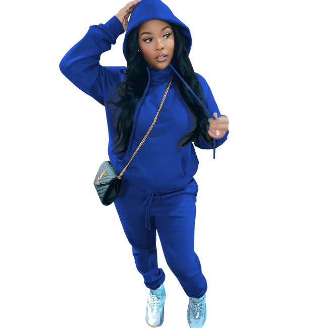 Women Plain Fleece Hoodie Set #NOO