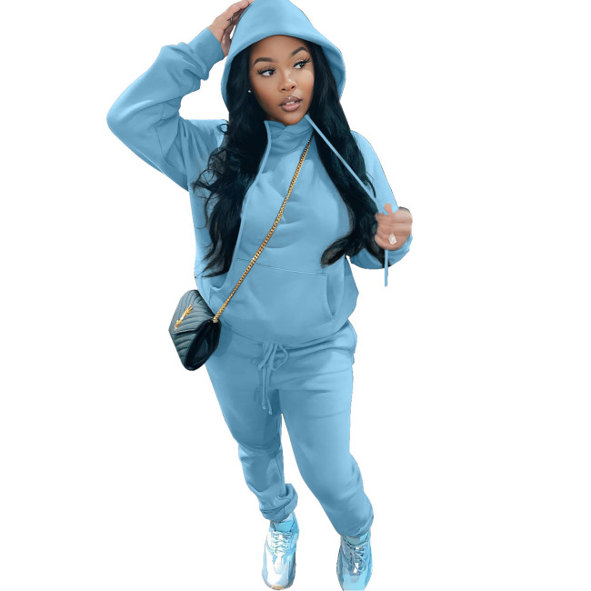 Women Plain Fleece Hoodie Set #NOO