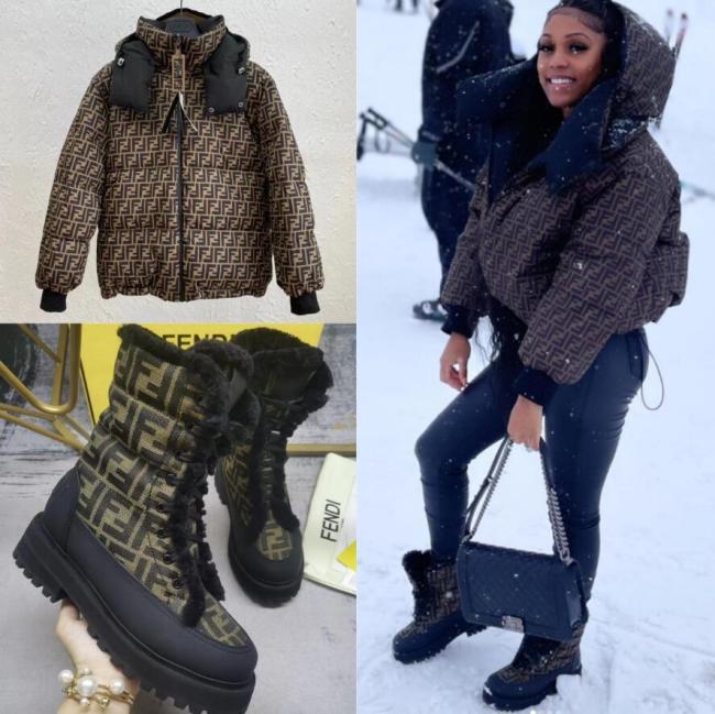 1 Set Women Top Quality Shoes Boots & Coat Free Shipping #FEI