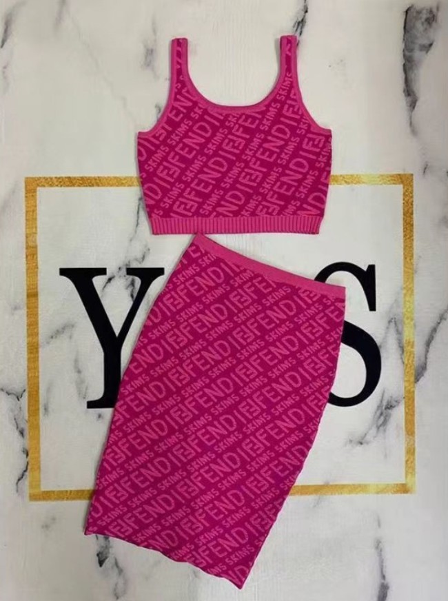Women Fashion Knit 2 pcs Skirt Set with Tags #FEI