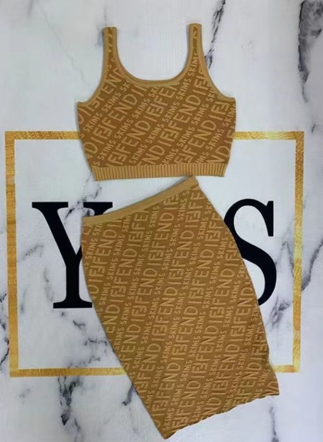 Women Fashion Knit 2 pcs Skirt Set with Tags #FEI