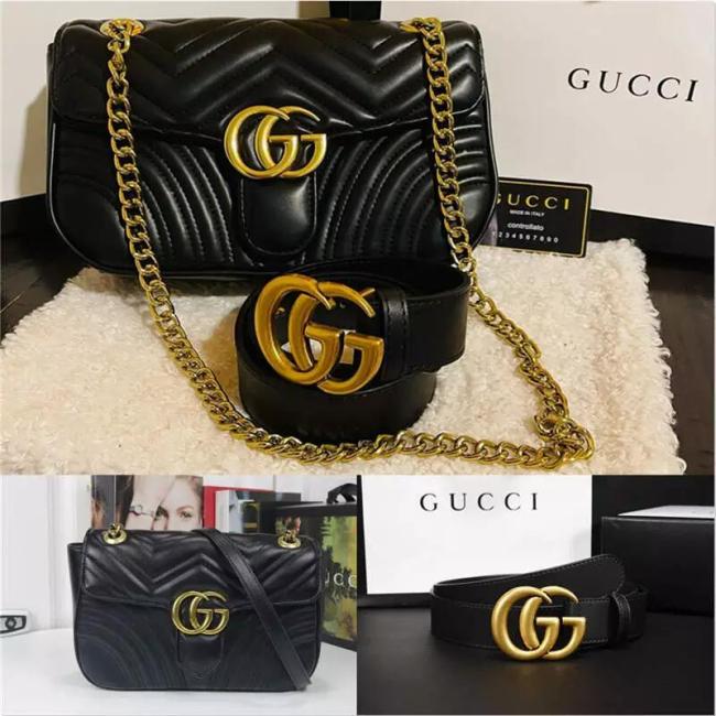 1 Set Fashion Messenger Bag & Belt #GUI