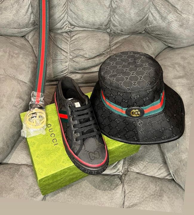 Fashion Shoes Hat with Belt Set #GUI