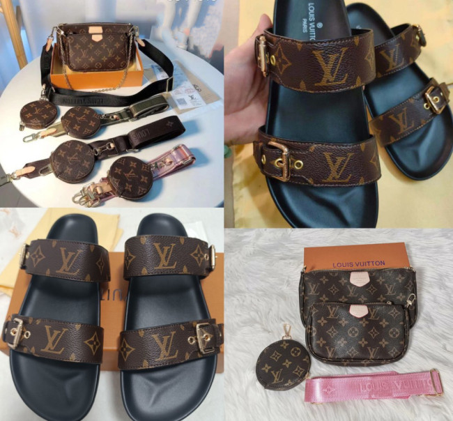 1 Set High Quality Fashion Slippers & Bag Free Shipping #LOV