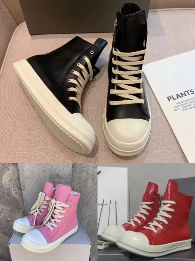 Rick Owens Leather High Top Shoes with Box #NO