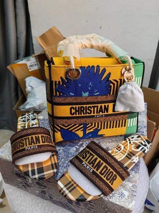 Woman Fashion Slides with Bag Set #DIO