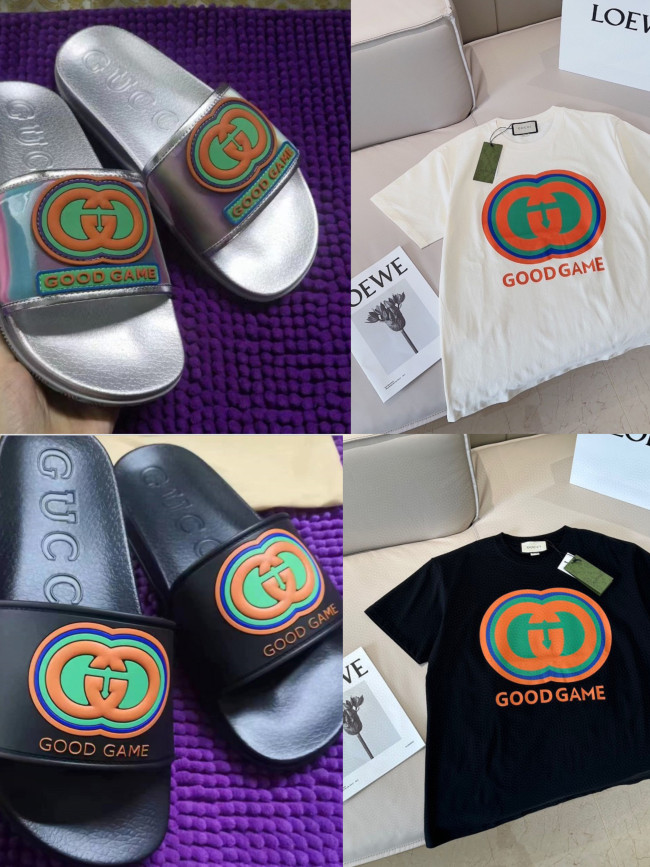 1 set fashion slipper & T-shirt #GUI